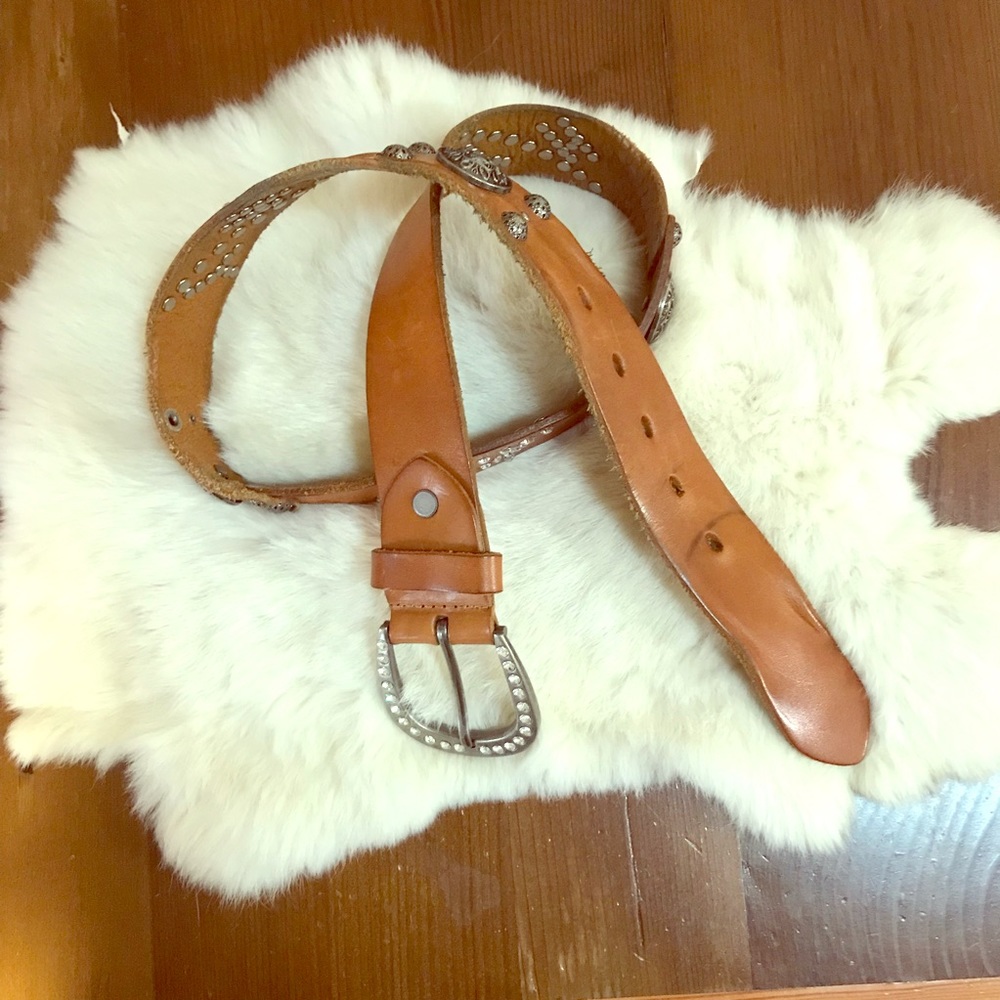 Leather belt w/ rhinestone detail on belt & buckle